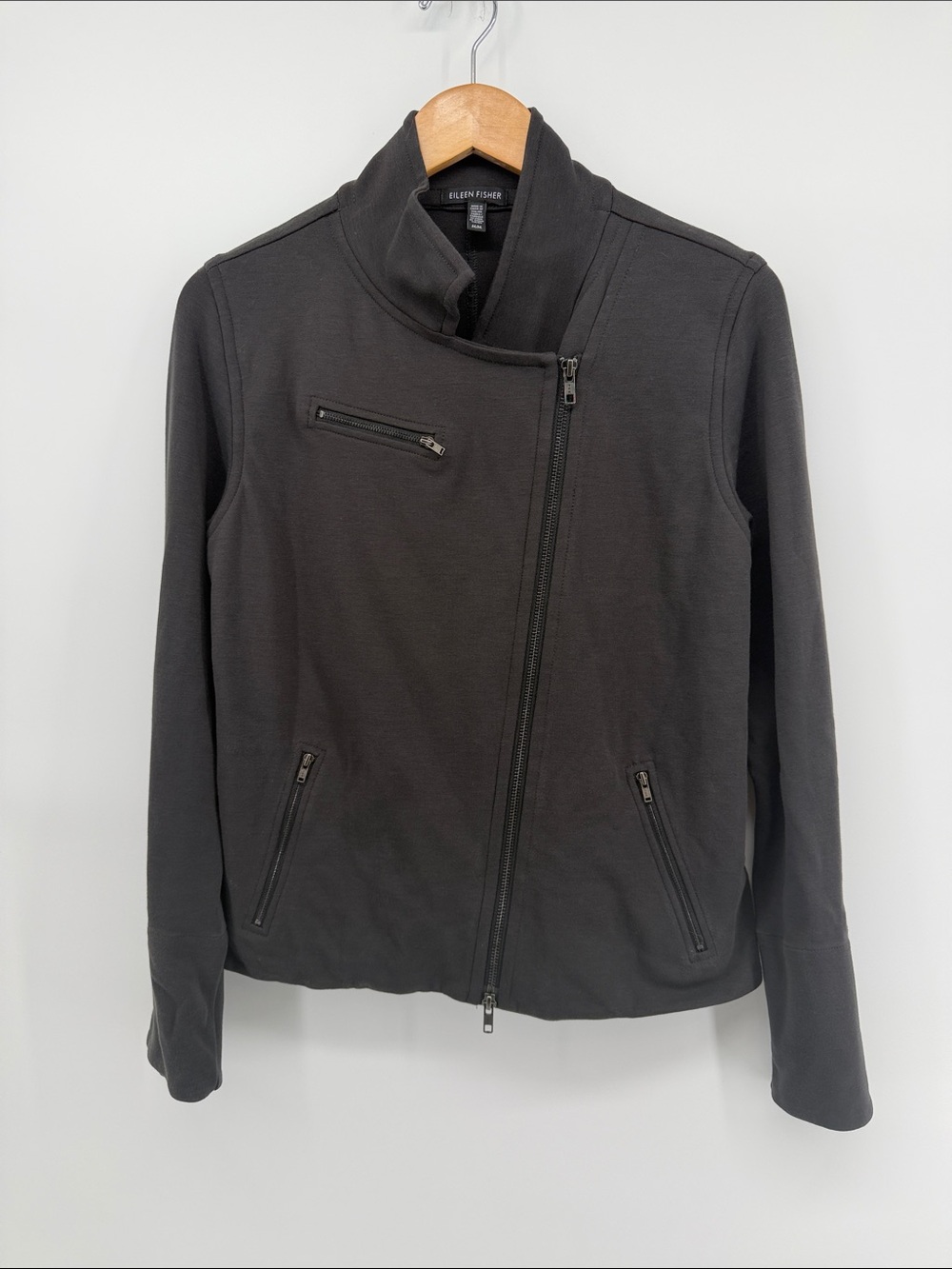 Eileen Fisher Moto Jacket in Light Black M A1